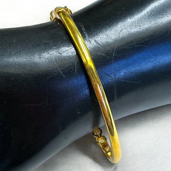 Prime Art & Jewel 925 Sterling Silver Vermeil CZ Bracelet, Gold Bangle Bracelet - Picture 2 of 6